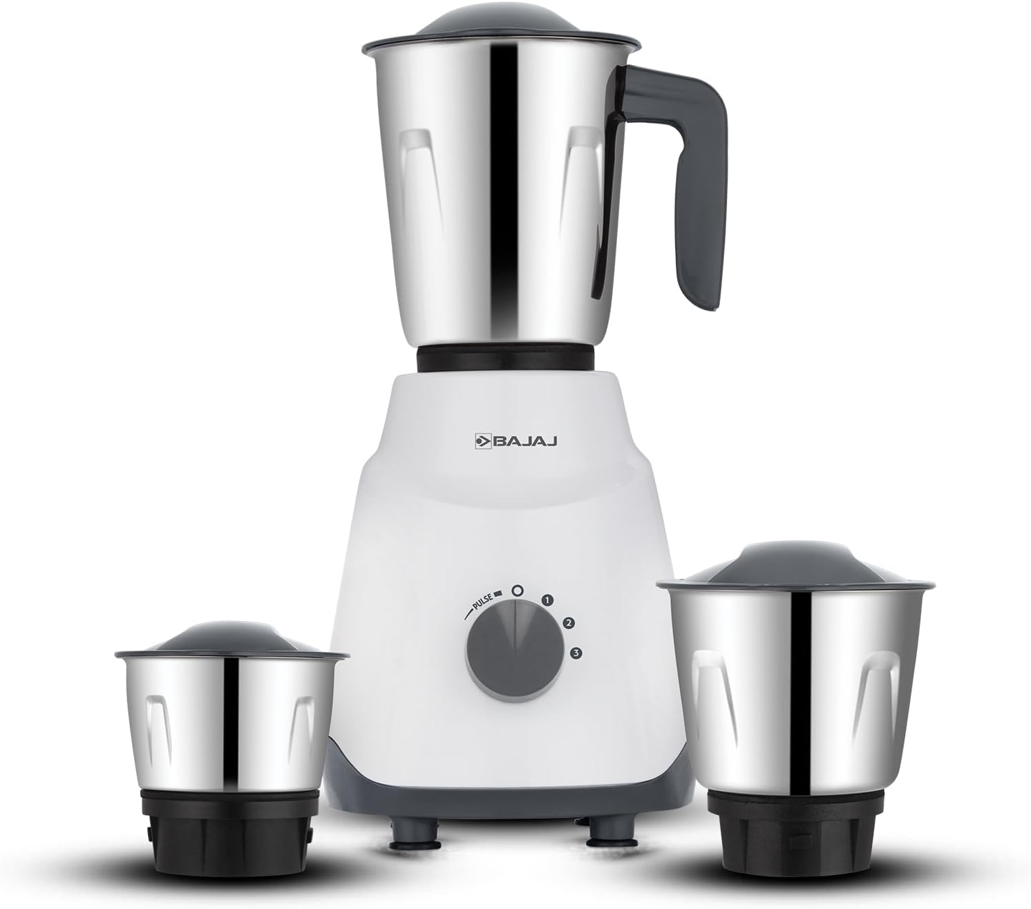 Ninja Series Contempo Mixer Grinder 500W|3 Stainless Steel Mixer Jar|DuraCut® Blades|Mixie For Kitchen with 2-in-1 function blade| Pulse Mode| 2-Yr Warranty by Bajaj 【Grey】