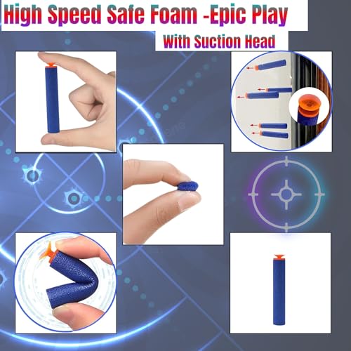 Image of GRAPHENE 50 Pcs Foam Suction Bullets Darts for Toys Guns Sticky Safe Hollow Refill Darts Set Compatible with Hot Fire Nerf N-Strike & Blaze Storm Blaster Strike Elite Gun Target Game for Kids