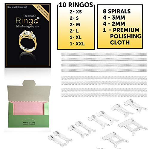 Ringo Invisible Ring Size Adjuster for Loose Rings Ring Adjuster Fit Any Rings, Ring Sizers, 10 PCS (Deluxe)