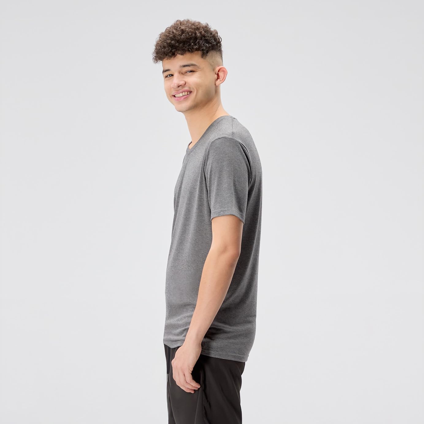 Men's Tall Slim-Fit Short Sleeve V-Neck T-Shirt, Soft Poly/Rayon Blend Long Tee - Image 4