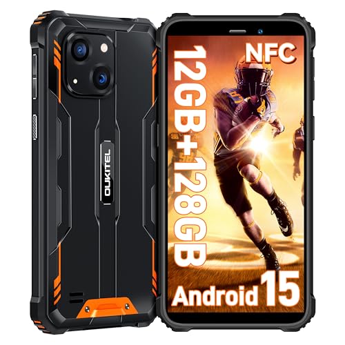 OUKITEL WP32 simフリー スマホ 本体 12GB RAM 128GB ROM 1TB拡張可能 タフネススマホ 6300mAhの大容量バッテリー Android15 防水防塵耐衝撃 スマホ 本体 simフリー 6インチHD+大画面 20MP デ