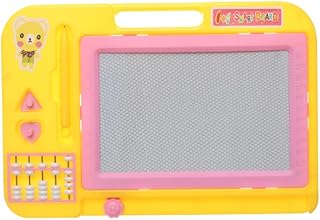 لوحة رسم وكتابة مغناطيس بلاستيك قابلة للمسح مع عمليات تعليمية إبداعية تهدف لتعليم الأطفال، لون أصفر، مقاس 20 سم × 30 سم