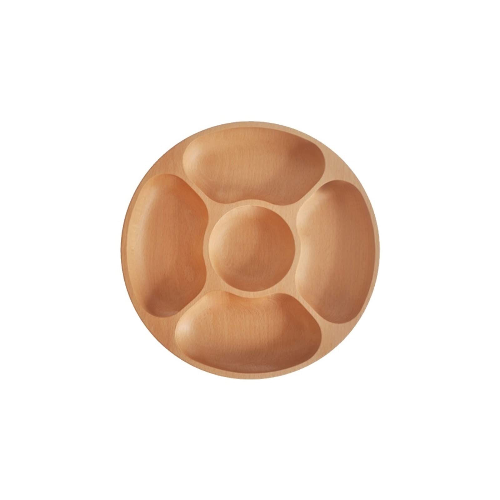 Ciotola per frutta multi-divisa, in legno, per frutta secca, dessert, vassoio rotondo per esposizione torte, decorazione per feste di compleanno, casa (M)