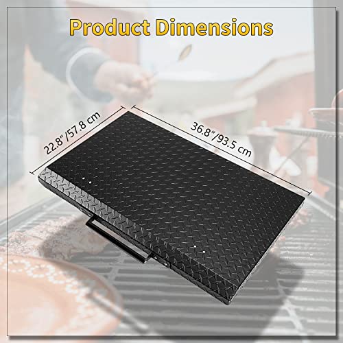 image for HECASA Black Outdoor 36” Griddle Grill Hard Cover Lid with Handle Wa