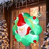 VINGLI Christmas Decorations Outdoor Inflatable Lighted Window Decor, Blow Up Yard Decoration with Electric Blower for Holiday Indoor Outdoor Garden Decor 6FT Window Wreath