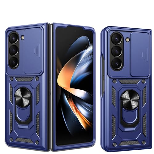 Coque antichoc Samsung Galaxy Z Fold 7 fin bleu anti-chute avec anneau de maintien