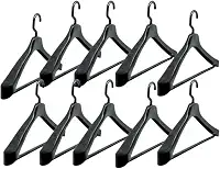 Kit 10 Cabides Anatômicos de Plástico Reforçado | com Gancho Giratório, 45x27cm | Ideal para Terno, Blazer, Casaco e Sobretudo | Preto