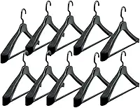 Kit 10 Cabides Anatômicos de Plástico Reforçado | com Gancho Giratório, 45x27cm | Ideal para Terno, Blazer, Casaco e Sobretudo | Preto