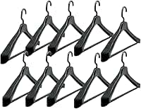 Kit 10 Cabides Anatômicos de Plástico Reforçado | com Gancho Giratório, 45x27cm | Ideal para Terno, Blazer, Casaco e Sobretudo | Preto