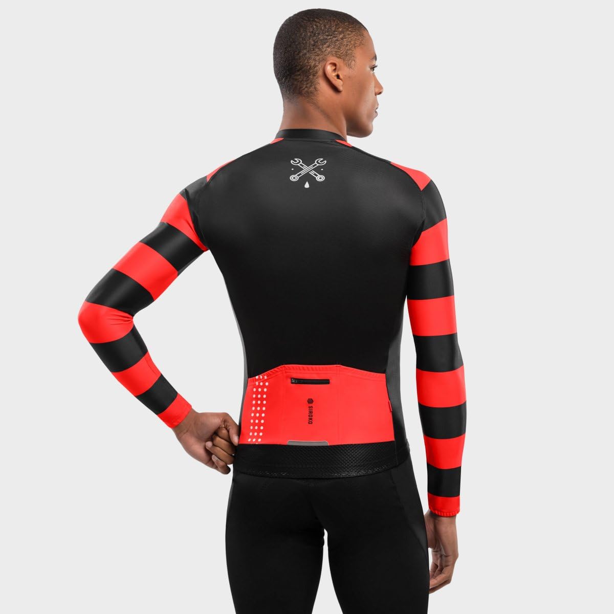 SIROKO - Maillot Manga Larga para Ciclismo M2 Rider - XS - Negro/Rojo