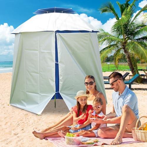 Sombrilla portátil con protección solar impermeable para camping y exterior 2