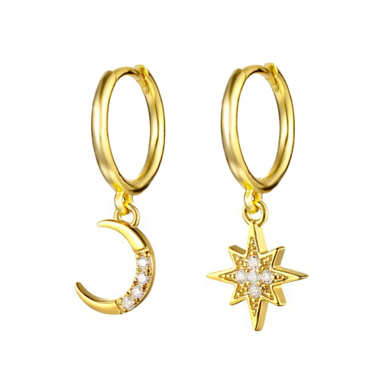 Boucles d'oreilles lune étoile en argent 925 et émail - 8