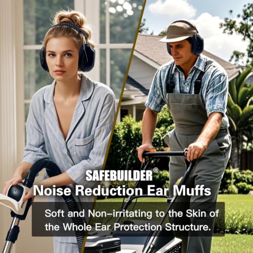 Image of SAFEBUILDER Ear Muffs Noise Reduction SNR 33dB Adjustable Lightweight Safety Earmuffs Sound Proof Noise Cancelling ANSI