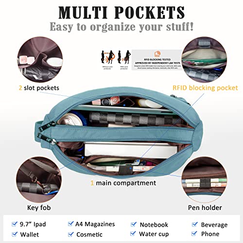 Image of VOLGANIK ROCK RFID Purses for Women Fabric Nylon Multi Pocket Crossbody Bag Ladies Travel Handbag