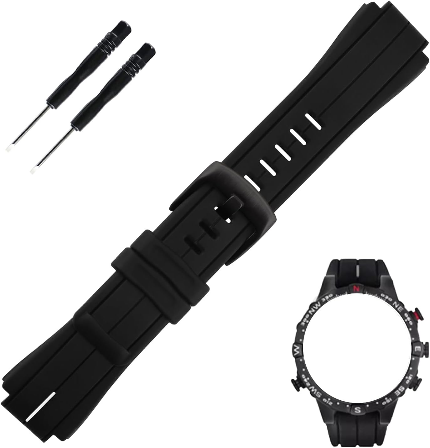 24mm x16mm Rubber Watch Band replacement for Timex T2N720 T2N721 T2N739 TW2T76500 TW2T76300 TW2T76400 Silicone Strap Wirstband accessories for Men and Women