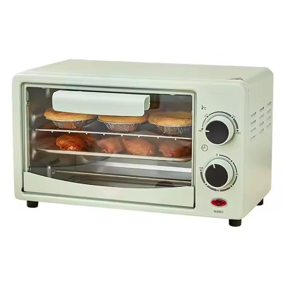 Mini horno de 12 litros, tostadora de convección multifunción para encimera, horno compacto de acero inoxidable con freidora, con capacidad para 8 alitas a la parrilla, 12 galletas, 6 tartas de huevo,