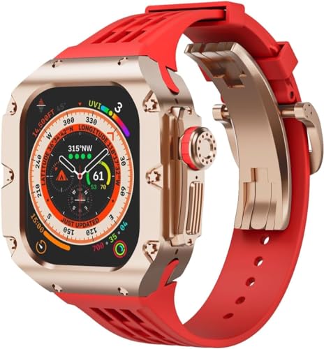 Correa de goma para reloj de 49mm compatible con Apple Watch Ultra de repuesto y funda de metal