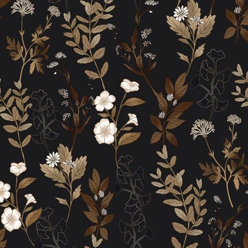 Fvlow Black Wallpaper Peel and Stick Gold Leaf Contact Paper