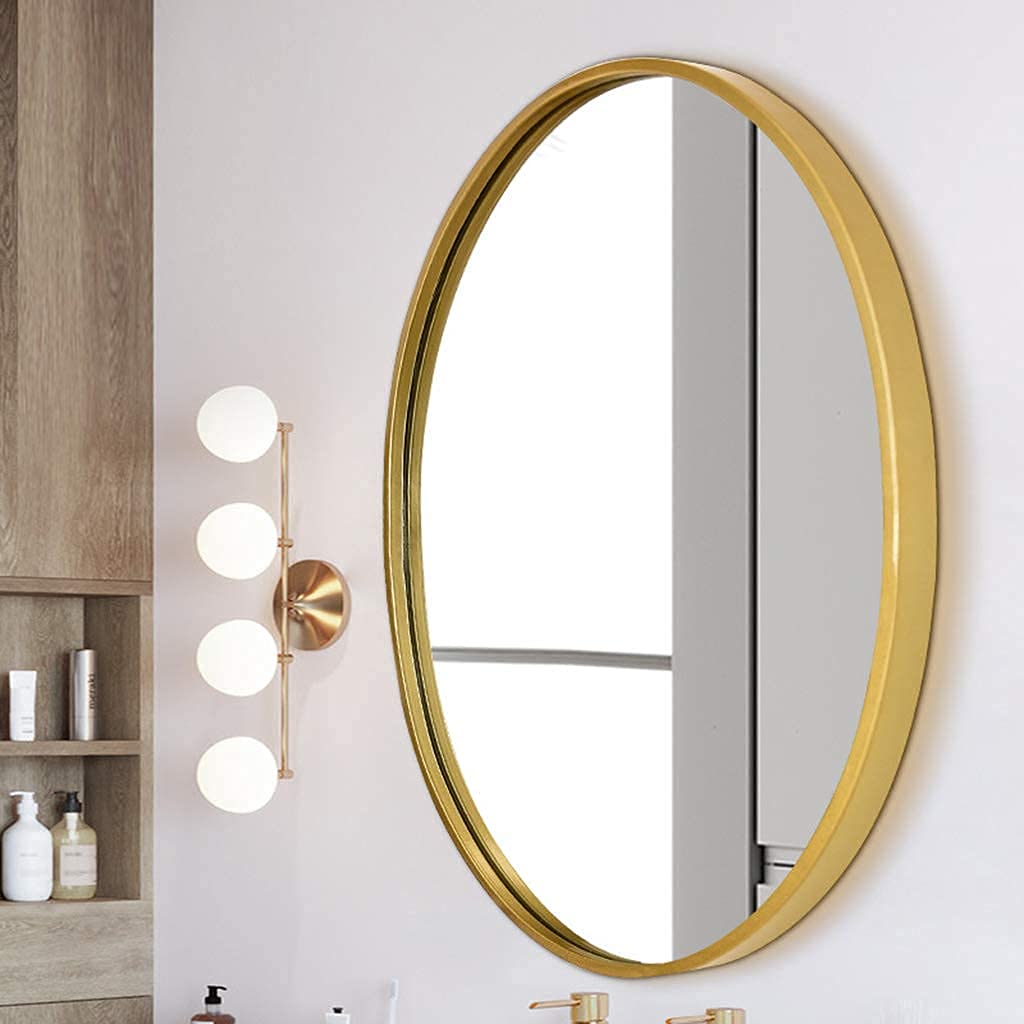TYUHDUYUR Mirror Bathroom Metal-Framed Wall Mirror - Bathroom Decorative Wall Mounted Mirror Gold Vanity Mirror for Living Room Entryway Bedroom 60Cm(23.6Inch)
