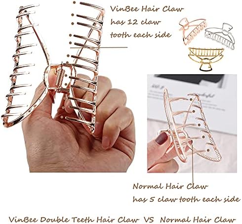 VinBee 3 PC Large Metal Hair Claw Clips Hair Catch Barrette Jaw Clamp for Women Half Bun Hairpins for Thick Hair (4.13 inch)Super Large