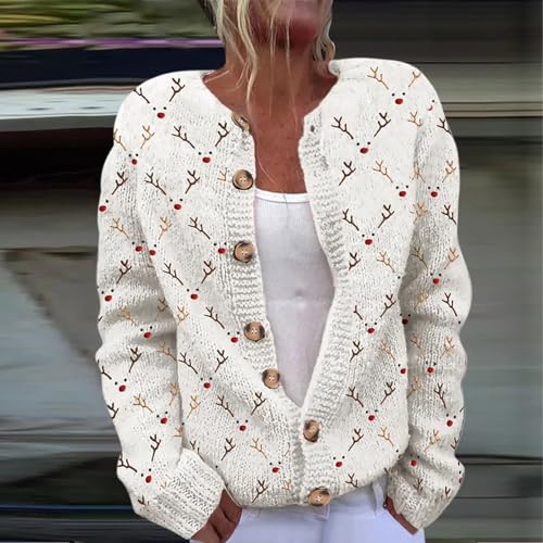 Christmas Sweater for Women Cute Funny Xmas Open Front Button Down Sweater Cardigans Fall Winter Long Sleeves Knitted Coat2