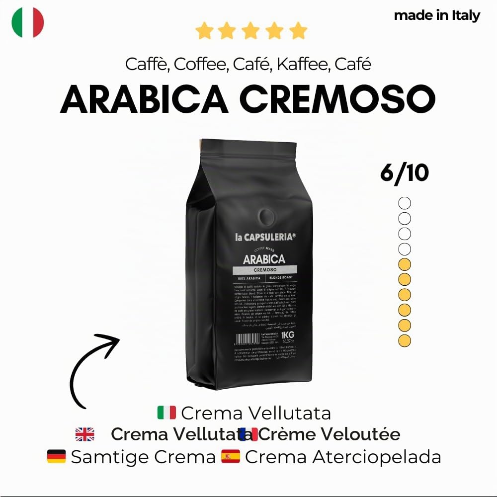 Caffè in Grani (100% Arabica, vellutato, 6 x 1kg)