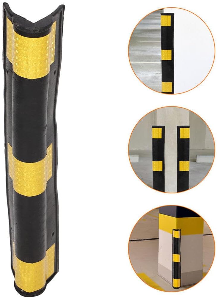iplusmile 2pcs Reflective Rubber Corner Guards Easy to Install Wall Protectors for Parking Garages and Bumper Guards to Prevent Vehicle Damage