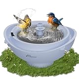 Richbird Solar Bird Bath with Fountain and Battery Backup, 3-in-1 Hanging or Freestanding Birdbath, Low-Water Protection & 3 Nozzles for Garden Patio Decor (Sky Blue)