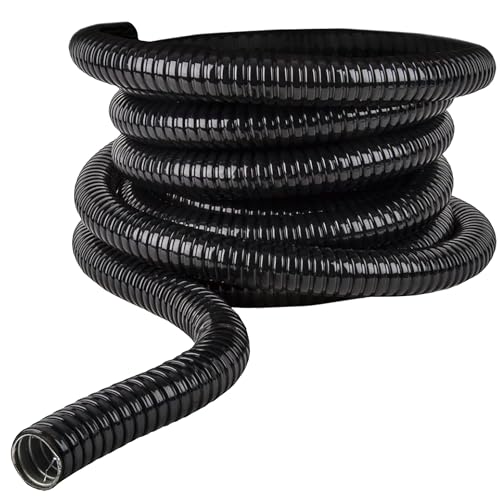 1STec 20m x 20mm IP67 Flexible PVC Coated Galvanised Steel Cable Protection Ducting Cover for Indoor Building Trunking Embedding or Outdoor Burial Underground Trenching in Garden Mud or Soil 20 Metre