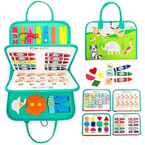 Busy Board Toddler Sensory Toys, Montessori Toys, Multi-page Busy Book, Kids Skill Toy Plane Activities, Activity Board for Learning Preschool Educational Toys for 2-6 Years Old, Boys & Girls Gift Cover