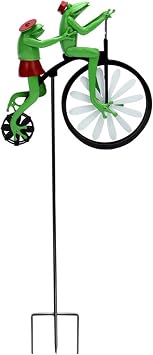 Pinwheels for Yard and Garden Vintage Bicycle Metal Wind Spinner for Garden Cute Animal On Bike Spinner Garden Windmill Ornament