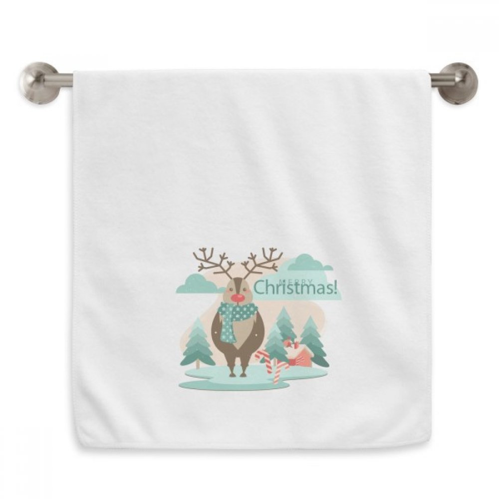 Serviettes de toilette Joyeux Noël Arbre Renne idée cadeau textile blanc 13x29 inch