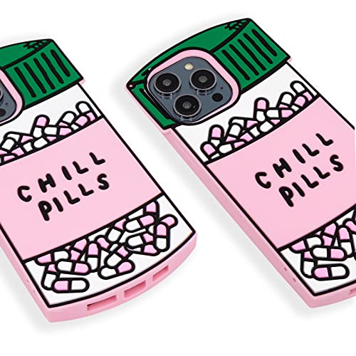 Megantree For Cute Iphone 14 Pro Max Case, Chill Pills 3D Cartoon Funny Capsule Bottle Pattern Case, Soft Silicone Shockproof Full Protection Cases Cover Skin For Kids Girls Women Children #TOP5