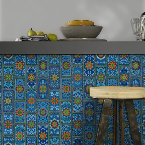 Azulejos Adhesivos Cocina Hojas Azules Verde Vinilo Adhesivo Pared Pvc Azulejos Adhesivos Baño Impermeable Revestimiento Pared Pvc Duradero Vinilo Cocina Baldosas Adhesivas Pared 10.16x20.32/48 pcs