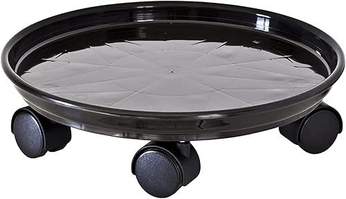 Soporte para plantas, soporte resistente para plantas con ruedas, organizador redondo para plantas - Estante para macetas al aire libre en rodillos