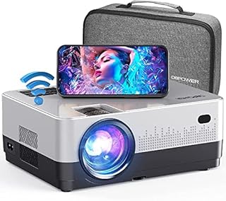 DBPOWER WiFi Projector, 9000L Full HD 1080p Video Projector with Carry Case, Support iOS/Android Sync Screen, Zoom&Sleep Timer, 4.3” LCD Home Movie Projector Compatible w/Smart Phone/Laptop
