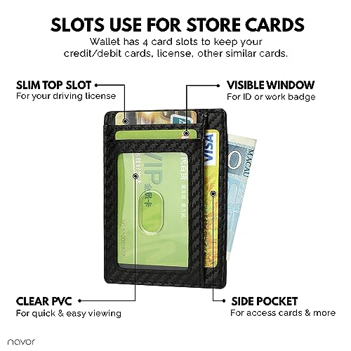 navor Slim Wallets for Men & Women - RFID Blocking Front Pocket Bifold Wallet with Photo & ID Holder - Premium Money Clip Mens Wallet - Minimalist Credit Card Holder3