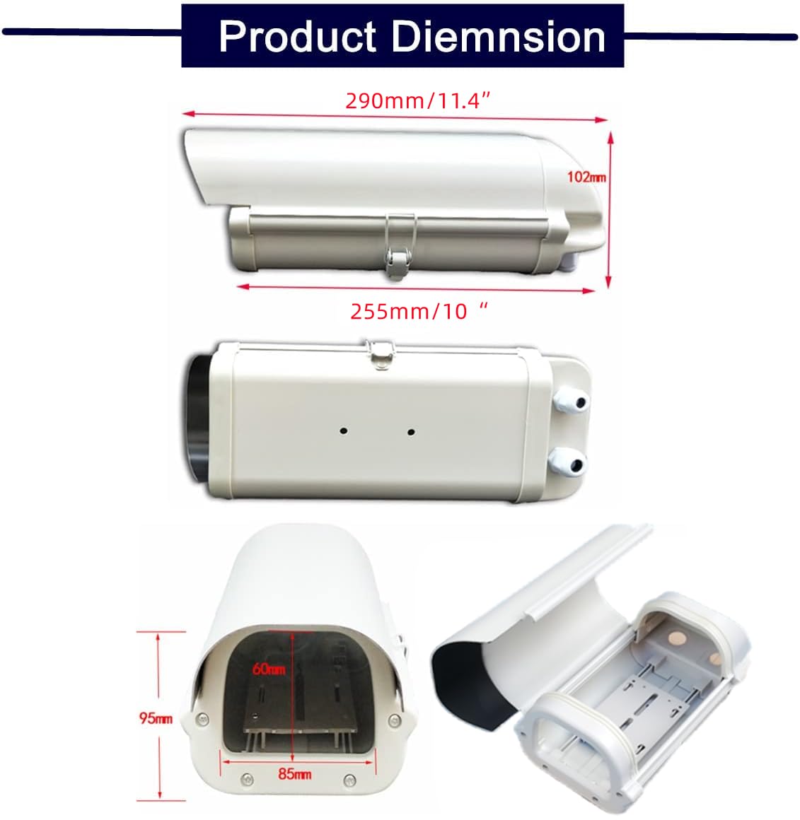 CCTV Security Housing Aluminum Indoor Outdoor Camera Box Weatherproof Junction Box Shell for CCTV Heavy Duty Surveillance Camera Wall Mounting Bracket