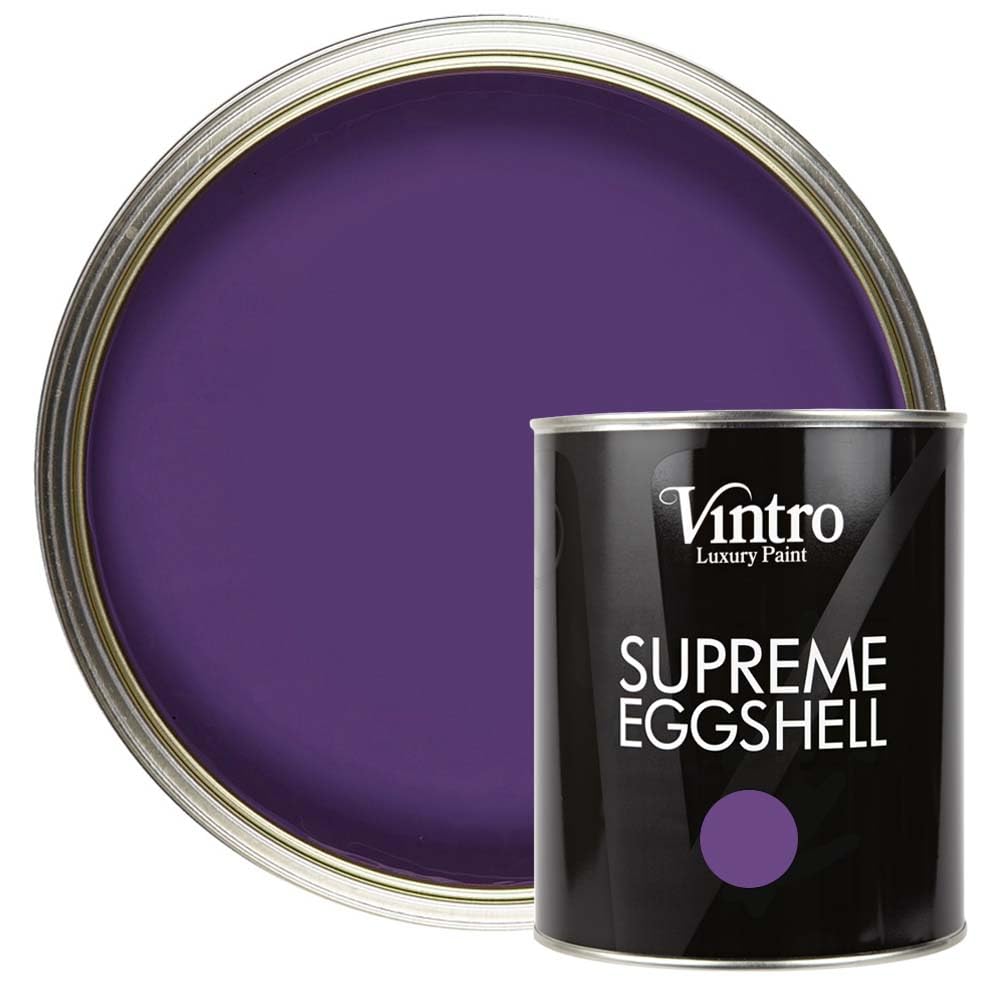 Vintro Paint | Purple Eggshell Paint | for Walls | Wood | Trim | Satin Furniture Paint | Interior & Exterior Use. 1 Litre (Purple)