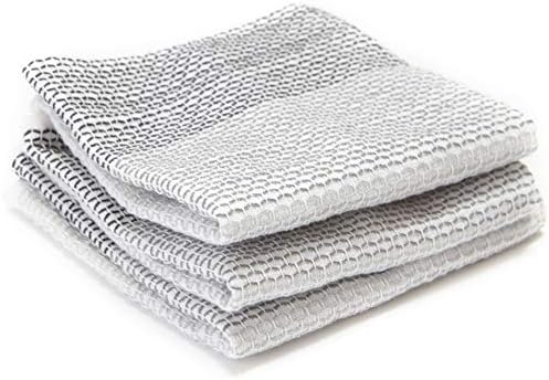 Full Circle Tidy 100% Organic Cotton Dish Cloths, Set of 3, Grayscale
