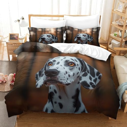 Housse de couette dalmatien imprimé 3D haute définition microfibre premium - 3