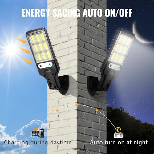 Flumy Outdoor Street Lights Solar Powered - 108 Solar Motion Lights Outdoor Dusk to Dawn Outside Remote Control, 6500K Adjustable Flood Lighting, IP65 Waterproof Luces Solares Yard Wall Porch 4 Pack by Flumy - Image 2