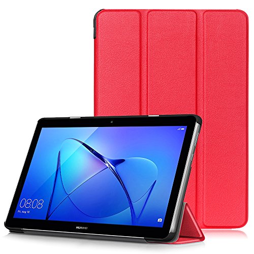 Huawei MediaPad T3 10 Funda, Carcasa Ultra Delgado y Ligero con Cubierta de Soporte para Huawei Mediapad T3 10 - Tablet de 9.6 Pulgadas IPS HD, Rojo
