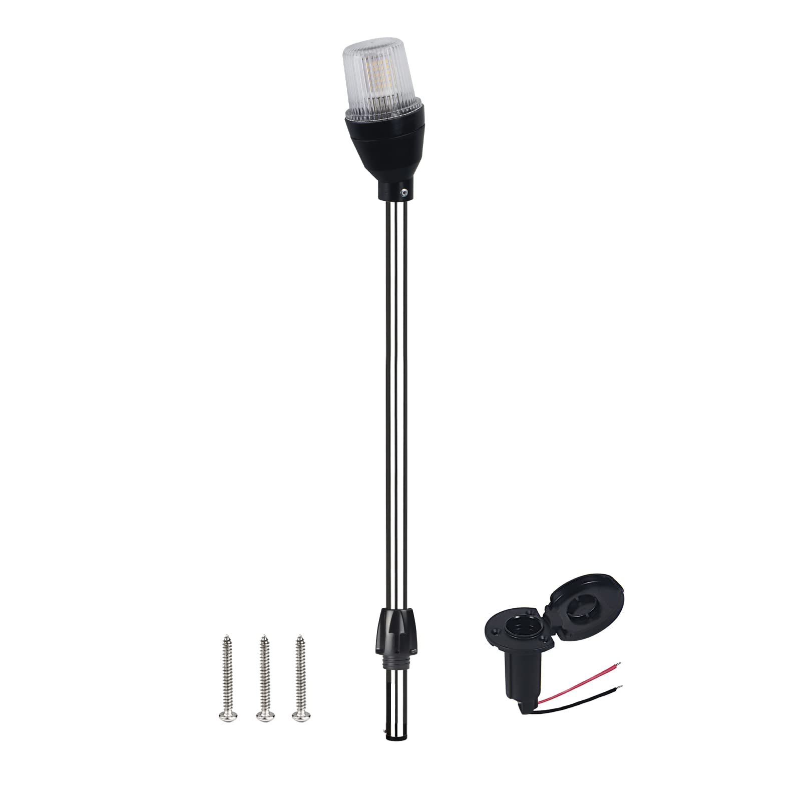 Photo 1 of Boat Stern Light Pole Anchor Light LED Marine All Round White Removable 2 Pin Plug in with Base 10-24 volts 36 Inches (With threaded base)