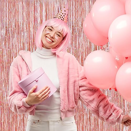 image for UWPVOWSR Rose Gold Foil Party Streamers 2 Pack Metallic Tinsel Fringe 