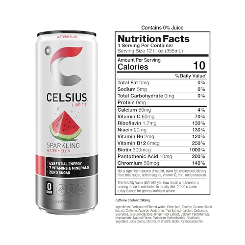 Celsius 889392003611 Sparkling Watermelon, Functional Essential Energy Drink 12 Fl Oz thumb #2