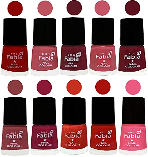 Image of SMC Fabia ALL IN ONE (PACK OF 10), Long Lasting Glossy Nail Polish, 6 ml Each, All Vibrant Colours,02418