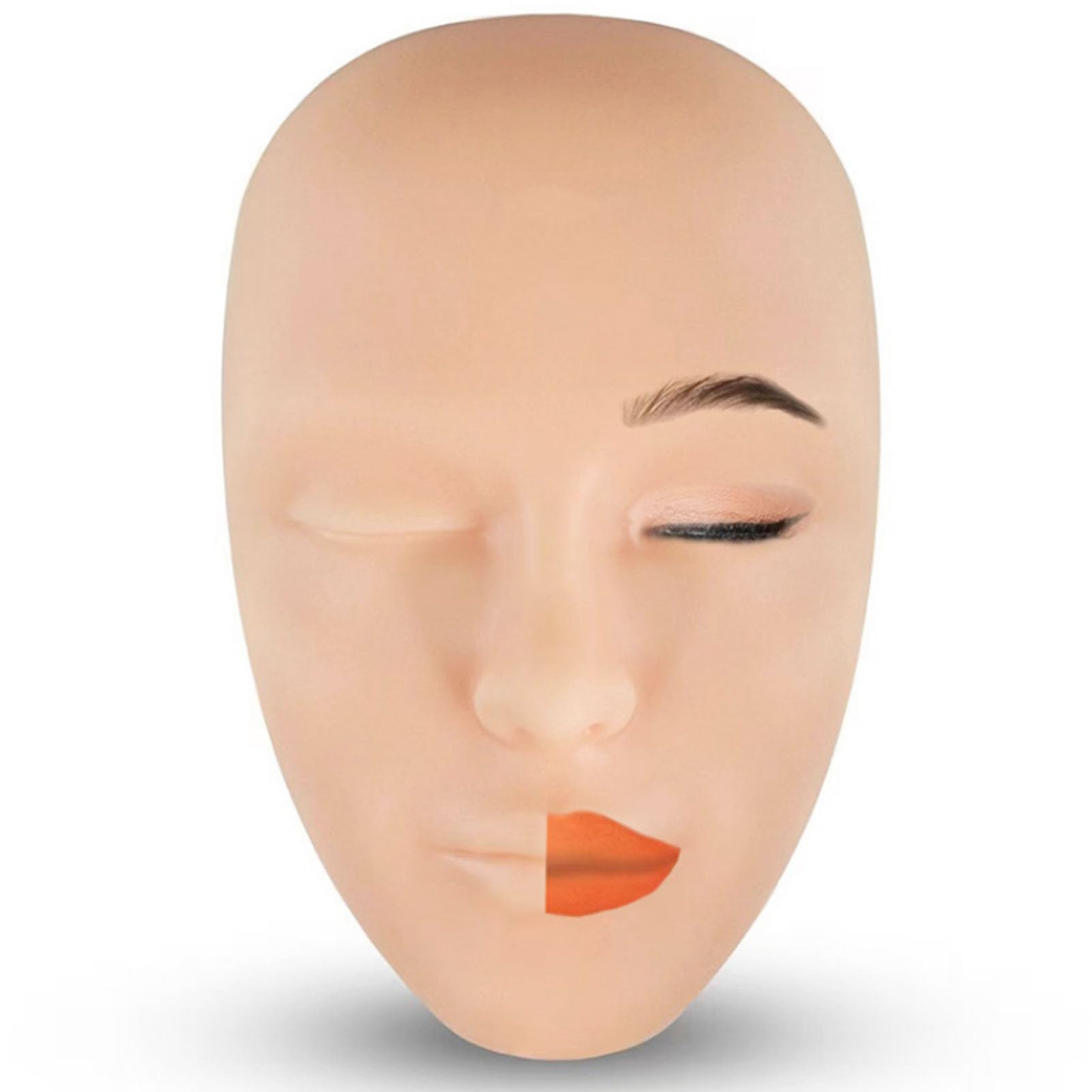 Pongnas Kit per Pratica Viso Manichino Trucco 3D Silicone Professionale per Principianti Allenamento Trucco Viso Occhi Tavolozza Pennelli Ciglia Finte Eyeliner Matite per (Colore della pelle medio)