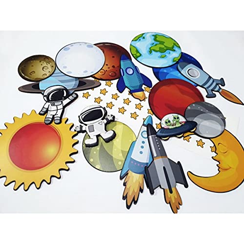 Kit De Placas Decorativas Astronauta, Naves E Planetas C3043