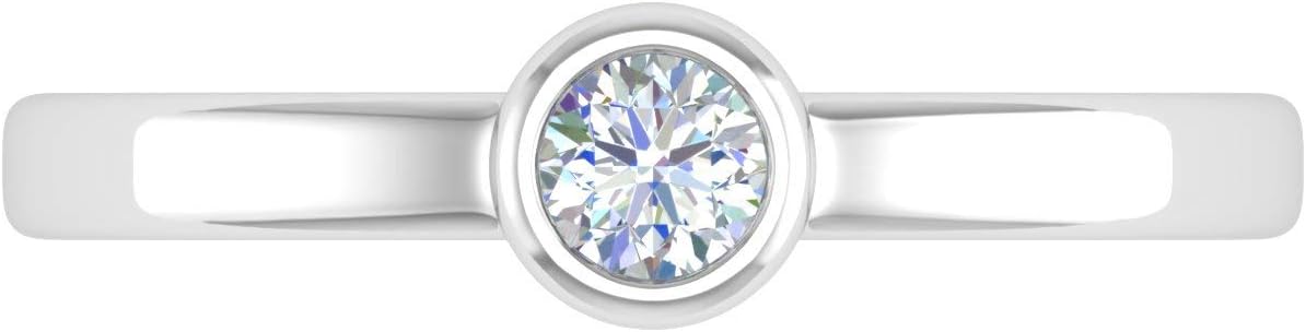 1/4 Carat Bezel Set Diamond Solitaire Engagement Ring Band in 14K Gold